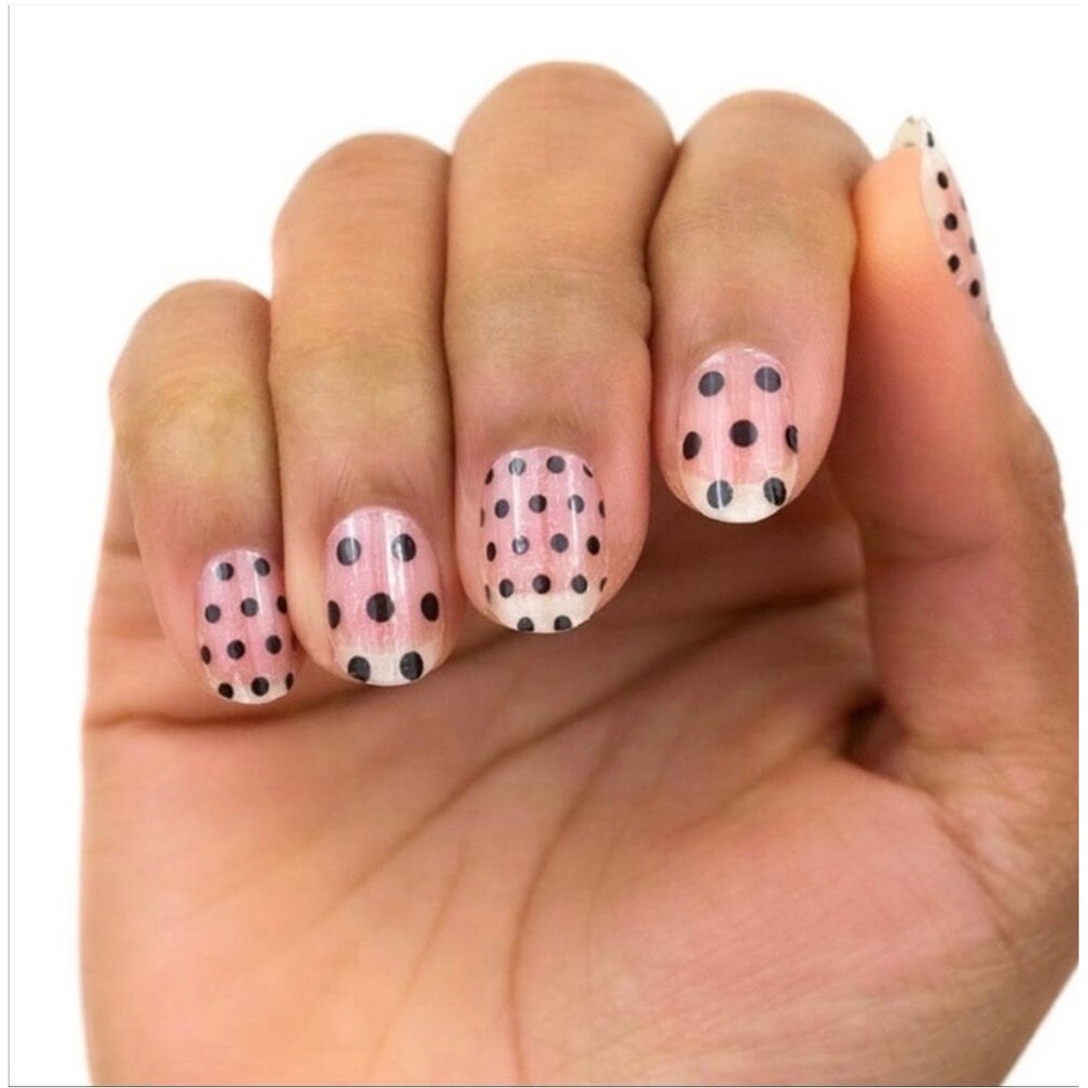 Color Street Polka Dot - Com Nail Polish Strips Black Dots Clear FDL041 NEW